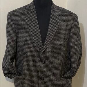 VTG 100% Wool Men's Tweed Black and Gray Houndstooth Blazer